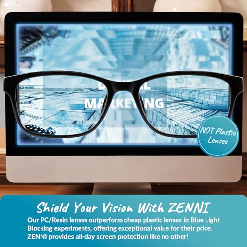 ZENNI Black Rectangle Blue Light Glasses Blue Light Blocking Glasses