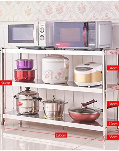 Kitchen shelf 3-Tier Microwave Oven Shelf Storage Rack Stainless Steel Landing Three Layers Oven Rack Shelf (Size : L120W35H90CM)