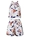 Women's Floral Printed Summer Dress Romper Boho Playsuit Jumpsuits Beach 2 Piece Outfits Top with Shorts,Beige,Small