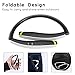 [Newest Design] Foldable Bluetooth Headset,Pkman™ Upgrade Wireless Neckband Bluetooth Headphones with Retractable Earbud, Foldable Design,Sports Stereo In-ear Earbuds for iPhone and Android