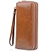 Jack&Chris Large Capacity Leather Clutch Wallets for Women with Wrist Strap, WBXH050