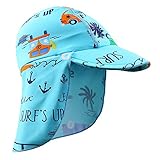 HUANQIUE Baby Toddler Sun Protection Hat UPF 50 + Flap Hat Blue 2-4 T
