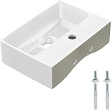 Ibergrif M41101 White Ceramic Rectangle Vessel Sink Wall Mounted 375x262mm view 7