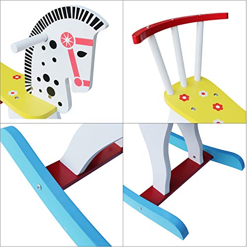 JELLYRATTBIT Wooden Rocking Horse, Baby Rocking Horse Kids RideOn Toys for Indoor & Outdoor for