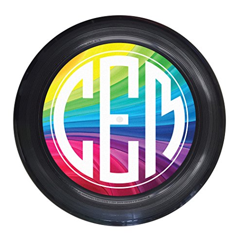 Wham-O Custom Initials Rainbow Monogram Ultimate Frisbee Disc - 175g, Black