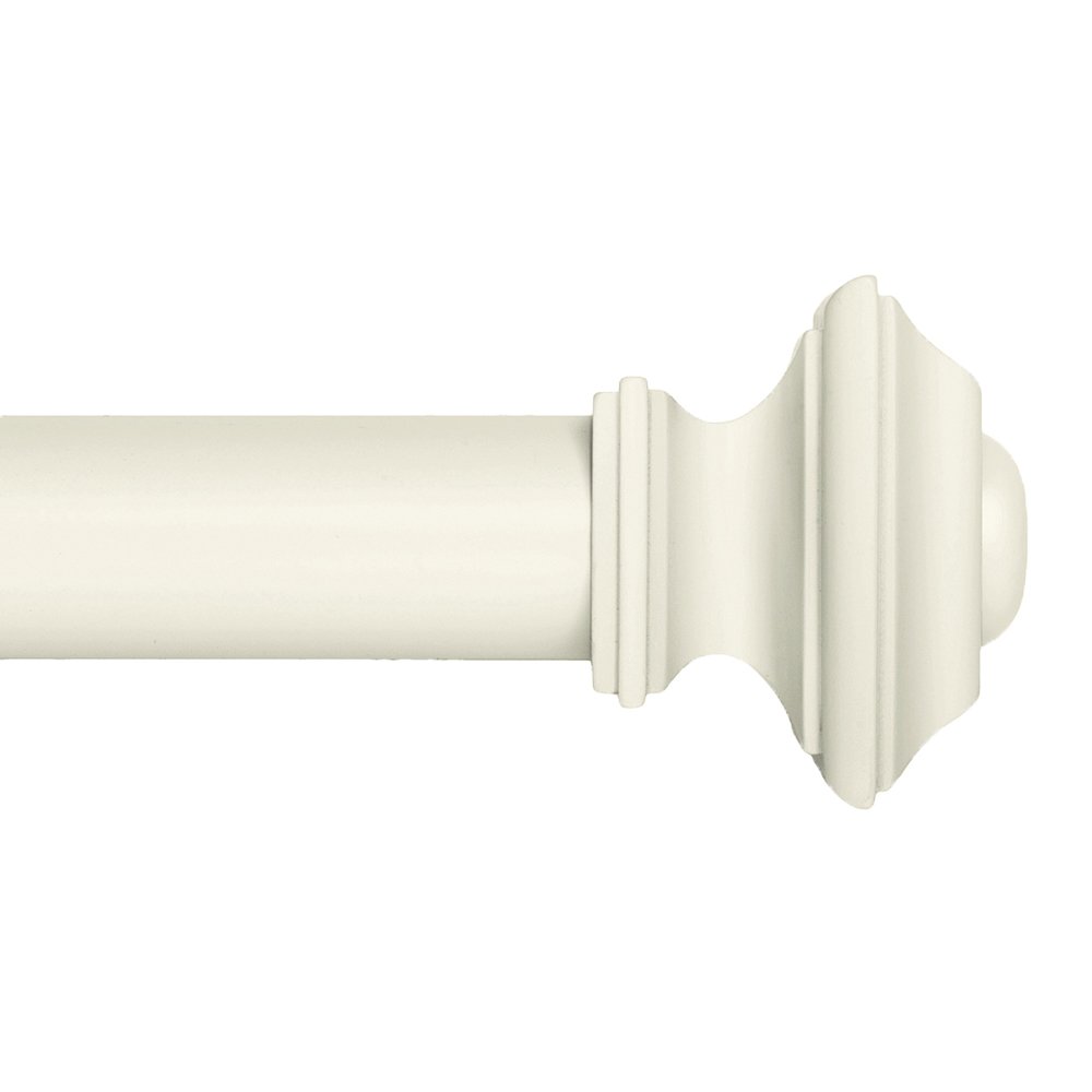 Ivilon Drapery Window Curtain Rod Set - Square Design 1 1/8 Rod. 72 to 144 Inch. Ivory/White