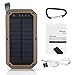 Solar Charger, 8000mAh 3-Port USB and 21LED Light Solar Power Bank Portable Battery Cellphone Charger, Solar Panel for Emergency Outdoor Camping Hiking for IOS and Android cellphones (Coffee+Black)