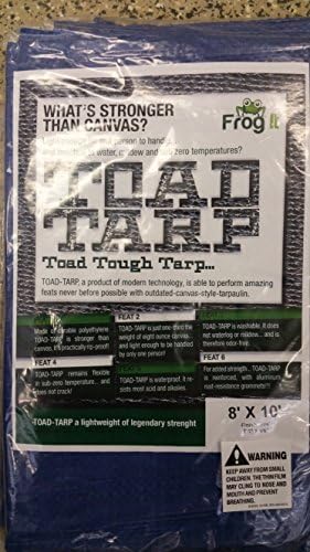 TTRP810 Blue 8' X 10' Toad Tarps Multi-purpose 6ml Waterproof Poly Tarp Cover, Tent Shelter Camping Tarpaulin By