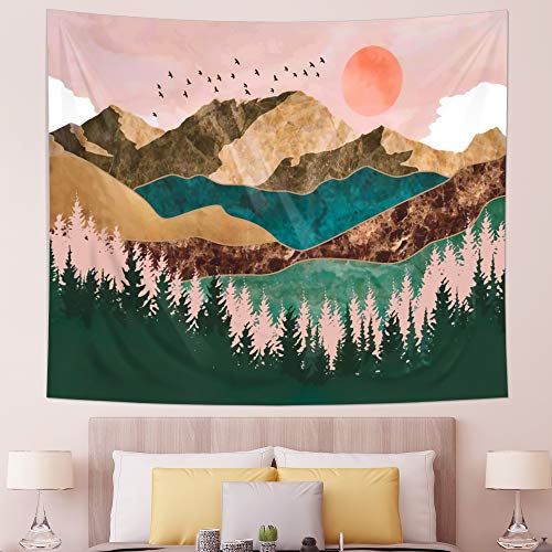 Forest Tapestry Wall Tapestry Mountain Sunset Tapestry Wall Hanging Nature Tapestry for Bedroom College Room Décor (51.2\
