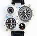 EinCar Fashion Metal Dial Watch with Dual Quartz Movement/Compass/Thermometer Black