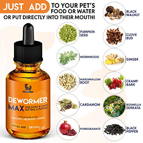 Dewormer for Dogs and Cats Natural Treatment from Tapeworm, Roundworm