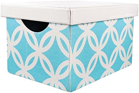Vox Non Woven Fabric Rectangular Foldable Storage Boxes Bins Organizer Cube Containers Drawers with Lid and Handles for Clothes Light Blue
