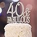 40 Cake Topper - Premium Silver Metal - 40 and Fabulous - 40th Birthday Party Sparkly Rhinestone Decoration Makes a Great Centerpiece - Now Protected in a Box