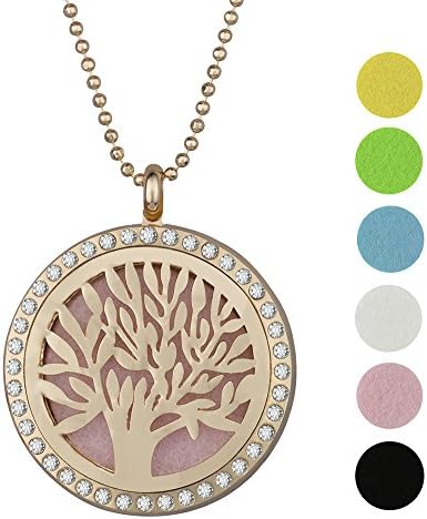 EBOETA Pendant Necklace Essential Oil Diffuser Floating Locket , 24" Chain + 6 Felt Pads