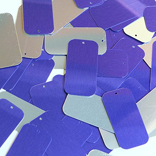 Purple Silver Sequin Long Rectangle 1.5 inch Couture Loose Paillettes. Made in USA.