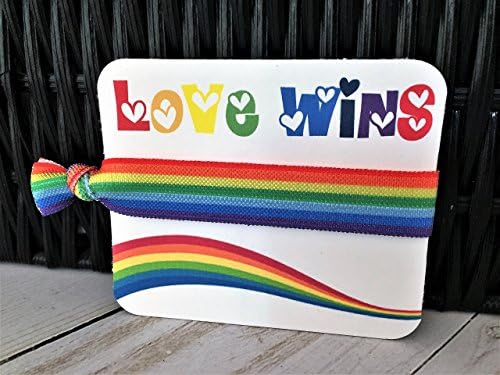 Less Damage Love Wins Rainbow Hair Tie Party Favor