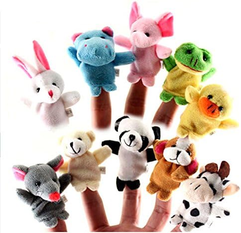 iMagitek 10 Animals Set Velvet Cute Animal Style Finger Puppets for Children, Shows, Playtime, Schools