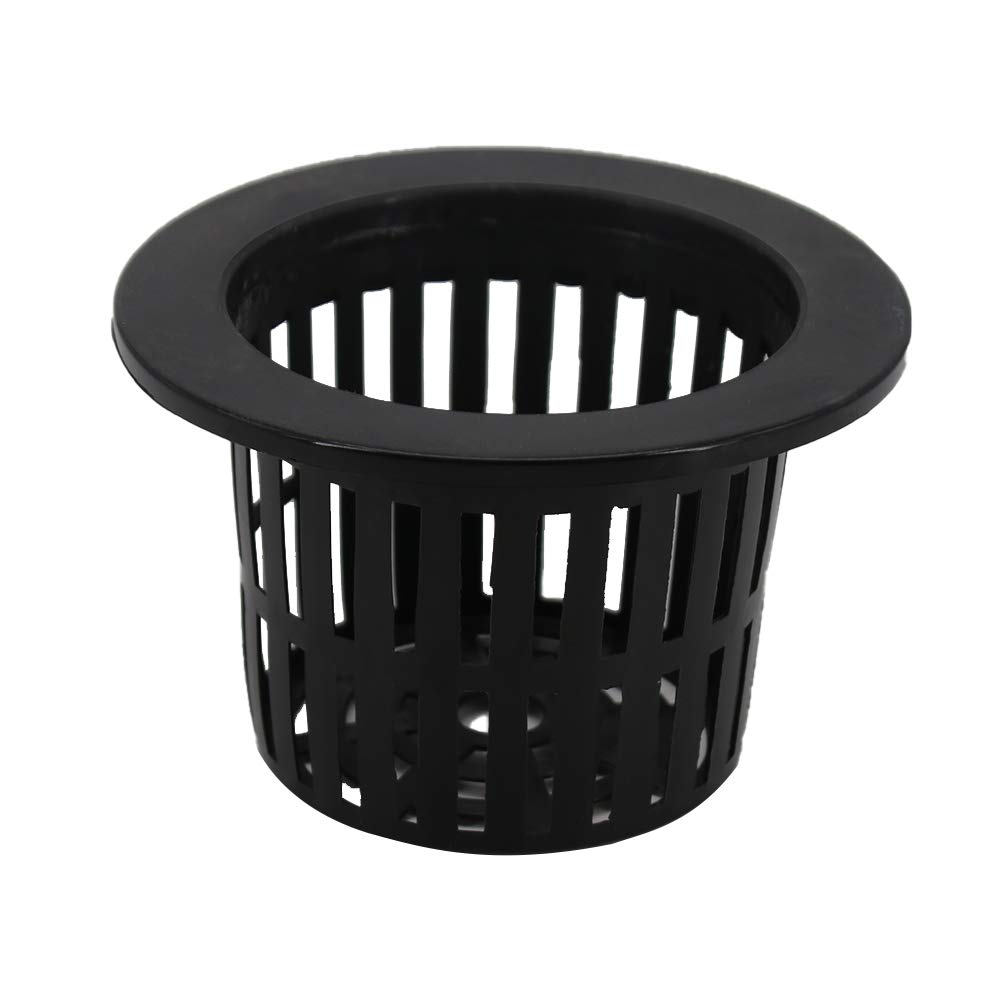 12 PCS Hydroponic Pots Plant Plastic Mesh Net Pot Garden Net Cups Planting Baskets for Hydroponics Garden Containers (Black)
