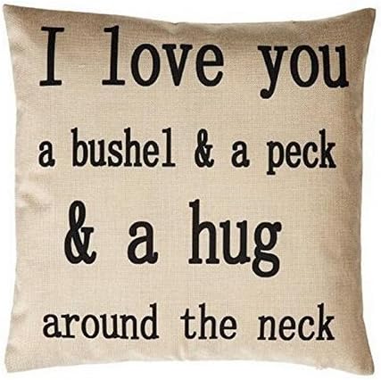 CIMERAC 18 X 18 Cotton Linen Decorative Couple Throw Pillow Cover Cushion Case Couple Pillow Case - I Love You