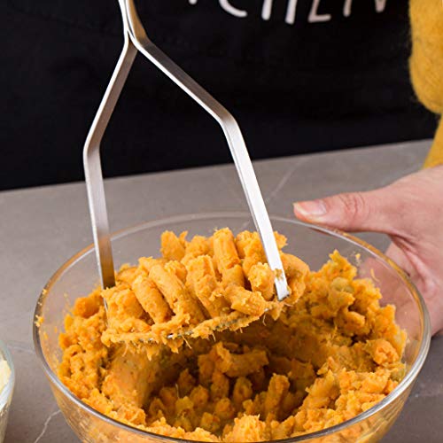 Transser- Potato Masher, Stainless Steel Potato Ricer, Food Preparation Utensil Mash Potatoes, Fruits and Vegetables, Stainless Steel,Non-Stick, Large Press Plate, Easy to Use