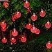 Qedertek Solar String Lights Outdoor,Bubble Globe Solar Lights 20foot 30 LED String Light Crystal Ball Lighting for Fairy Garden, Patio, Wedding, Party and Holiday Decorations(Red)