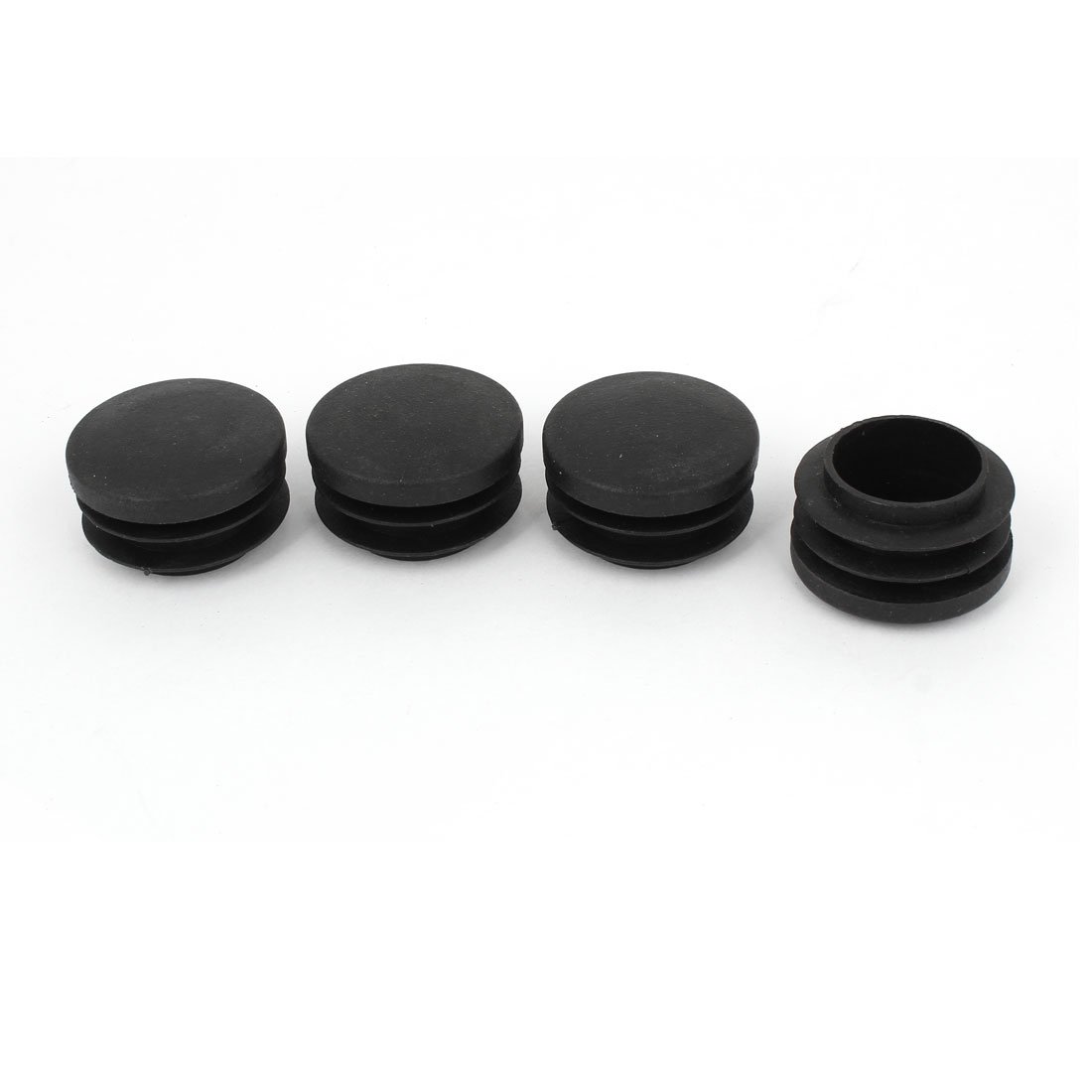 Sourcingmap 23mm x 35mm Black Plastic Blanking End Caps Round Tube Insert Bung 4 Pcs