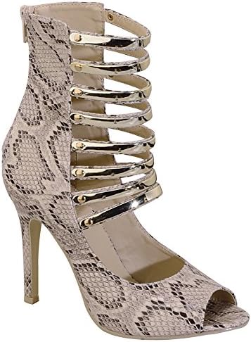 Marilyn Moda Keyla Womens Caged Peep Toe Stiletto Snake 6.5