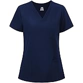 COZYFIT Scrub V-Neck Tops for Women, Soft Stretch Women's Tops Easy Care with 3 Pockets