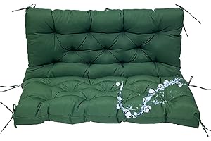 GHKWXUE 2-3 Seater Outdoor Furniture Swing Cushions Thicken 5" Waterproof Swing Replacement Cushions with Backrest High Elastic PP Cotton Filling Garden Patio Outdoor/Indoor Swing Chair Cushion,60"x40"/Green