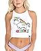 iHeartRaves White Magical Unicorn Solar Reactive Summer Crop Tank Top (Small)