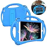 Adocham Kids Case for iPad Mini 5 4 3 2 1, Lightweight and Full-Body Shockproof Premium Silicone Cover with Foldable Kickstand and Three Handles for iPad Mini,Comes with a Strap (Blue)