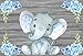 AOFOTO 5x3ft Cute Baby Elephant Backdrop Baby Shower Birthday Party Decoration Banner Photography Background Sweet Watercolor Flowers Grey Wood Cartoon Animal Newborn Infant Child Photos Studio Props
