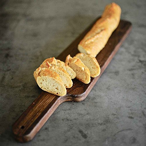 Walnut Wood Cutting Board with Handle by Virginia Boys Kitchens - 4x20 American Hardwood Chopping and Serving Rustic Paddle for Baguette Bread Cheese and Charcuterie