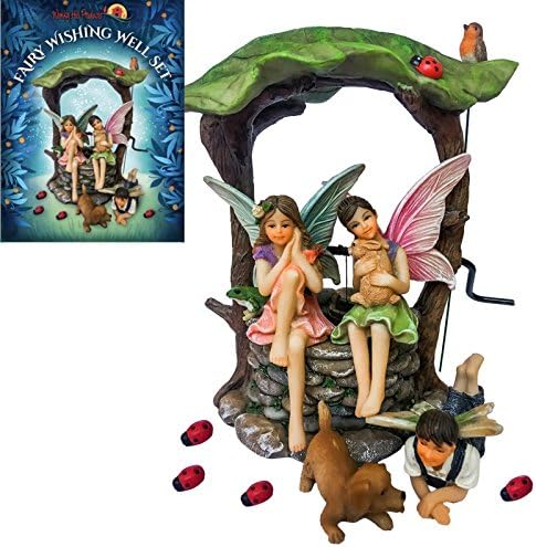 11 Piece Set Wonky Hill Enchanted Fairy Garden Wishing Well kit Hand Painted. In Presentation Gift Box. Perfect For Home Decor Or Outdoors