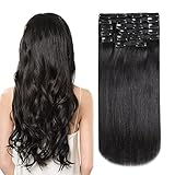 HEESAGA Clip in Hair Extensions Real Human Hair for Women Beauty 20 Inch 200 Grams/7.1 Ounce 10 Pieces with 22 Clips per Set (#1B Natural Black)