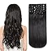 HEESAGA Clip in Real Human Hair Extensions, 14 Inch 120 Grams/4.2 Ounce 10 Pieces with 22 Clips per Set (#1B Natural Black)
