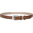 TRIWORKS Women Leather Belt for Jeans Pants Fashion Ladies Skinny Faux Leather Dress belt with Gold Buckle