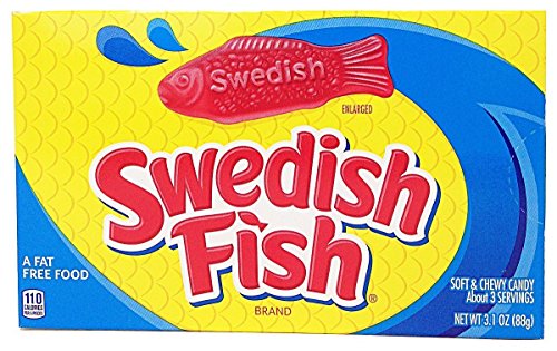Swedish Fish Red Soft and Chewy Candy, Theater Size Box, 3.1 oz