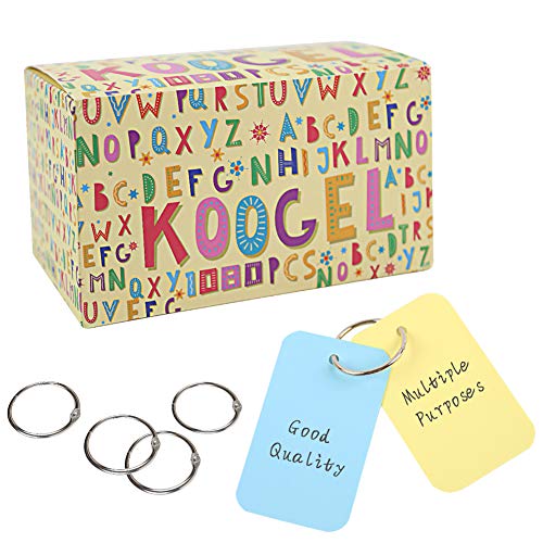 Koogel 1080 Pcs Colored Index Cards, 6 Kinds Colored Notecards Index Cards Flash Cards Blank for School Learning Memory Recipe Cards Children\'s Game