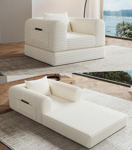 SYFERLORY Versatile 2 in 1 Boneless Armchair Chaise Lounge Chair Indoor, Convertible