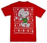 Snoopy Ugly Sweater Christmas T-Shirt Red X-Large