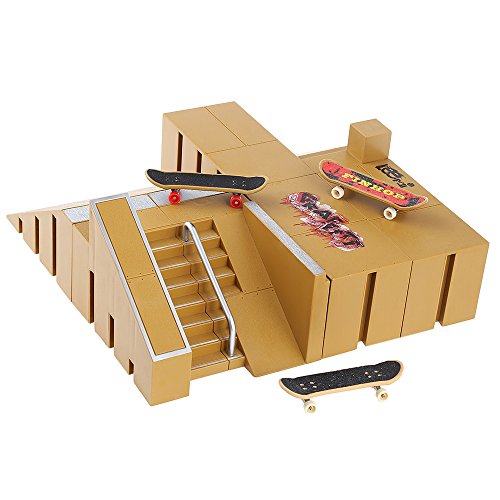 AODD Finger Board Skate Park Kit, 8pcs Skate Park Kit , Ramp Parts for Tech Deck Fingerboard Mini Finger Skateboard Fingerboards Ultimate Parks with 3PCS Finger Boards, Suitable for Everyone