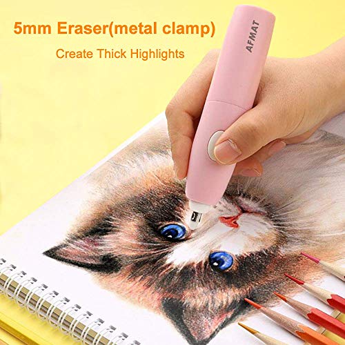 Electric Erasers, Electric Eraser with 140 Refills, Battery Operated Eraser, Electric Eraser Kit for Artists, Art Pencils, Drawing, Painting, Sketching, Drafting, Arts and Crafts-Pink - Thumbnail 2