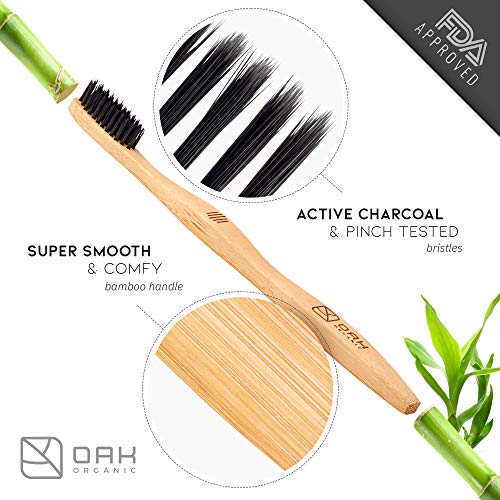 OAK ORGANIC Charcoal Toothbrush – Get Sparkling Clean Teeth – Natural Soft Bamboo Charcoal Toothbrush with Travel Case… - Image 5