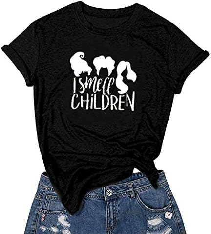 Halloween I Smell Children Shirt Funny Shirt Women Halloween Graphic Print Short Sleeve T Shirt Top Gogoodgo