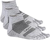 3 Pack Injinji Run Lightweight Mini-Crew Performance Sport Socks (Gray, Medium)