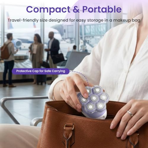 VIKICON Women's Electric Shaver 7D, USB Rechargeable Women's Shaver, Body Shaver for Legs and Body, Floating Head, Dry/Wet, LED Light, Compact for Travel, Purple