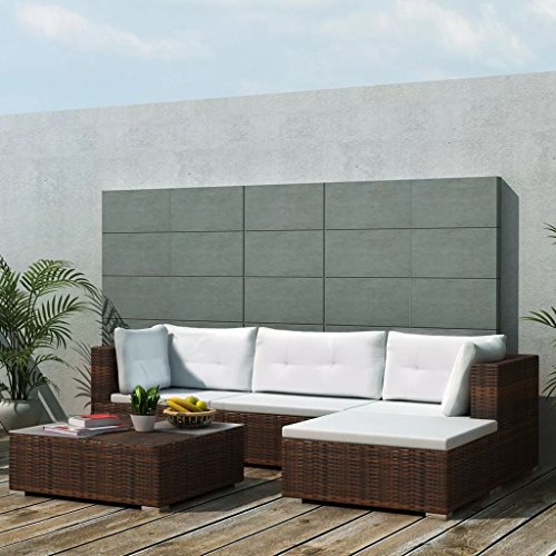 vidaXL Gartenmöbel 14-TLG. Poly Rattan Sofa Lounge Sitzgruppe Gartengarnitur – Bild 2