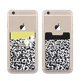 SS Phone Card Holder, 2 Pack Phone Pocket Stretchy Lycra Stick On Wallet for Credit Card, Business Card ID and Keys, Phone Wallet for Almost All Phones （Leopard Print）