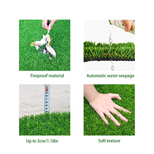 Fortune-star 39.3in X 31.5in Artificial Grass Dog Grass Mat and Grass Doormat Indoor Outdoor Rug Drainage Holes Fake Grass Turf for Dogs Potty Training Area Patio Lawn Decoration - Thumbnail 4